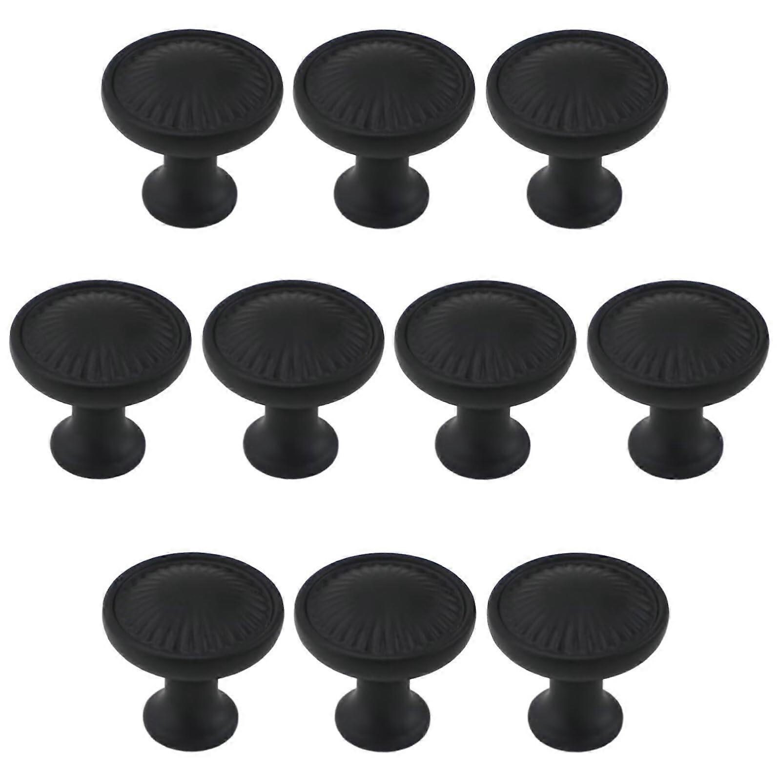 10 Pcs Black Zinc Alloy Cabinet Knobs 30mm Round Drawer Pulls RustResistant Matte Single Hole