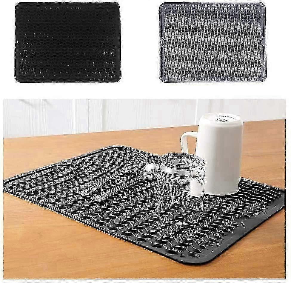 Multi-Function Silicone Draining Mat, 40x30cm Dish and Utensil Drying Mat, Soft