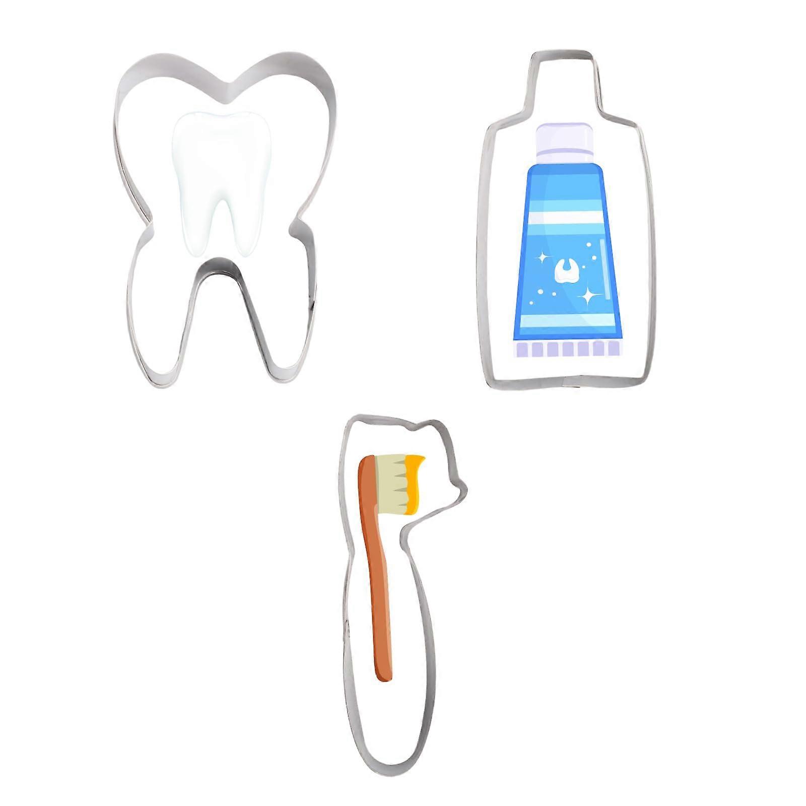 Cookie Cutter Set, Stainless Steel Dentist Theme with Tooth Toothbrush Toothpaste Shapes for Baking