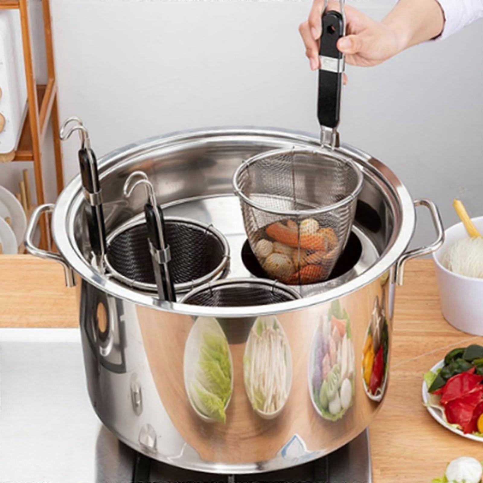 Pasta Pot Set with Strainer Baskets, Stainless Steel Multipurpose Cooker with Lid and Inserts