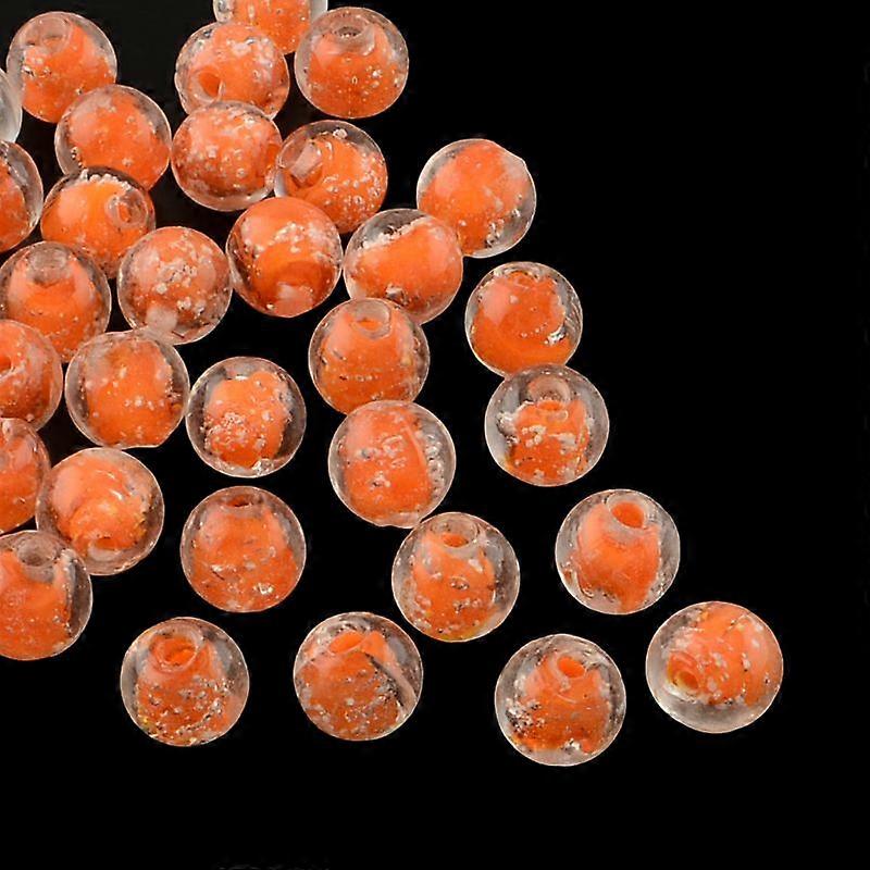 Handmade Luminous Lampwork Beads Round Dark Orange 8mm Hole: 1mm