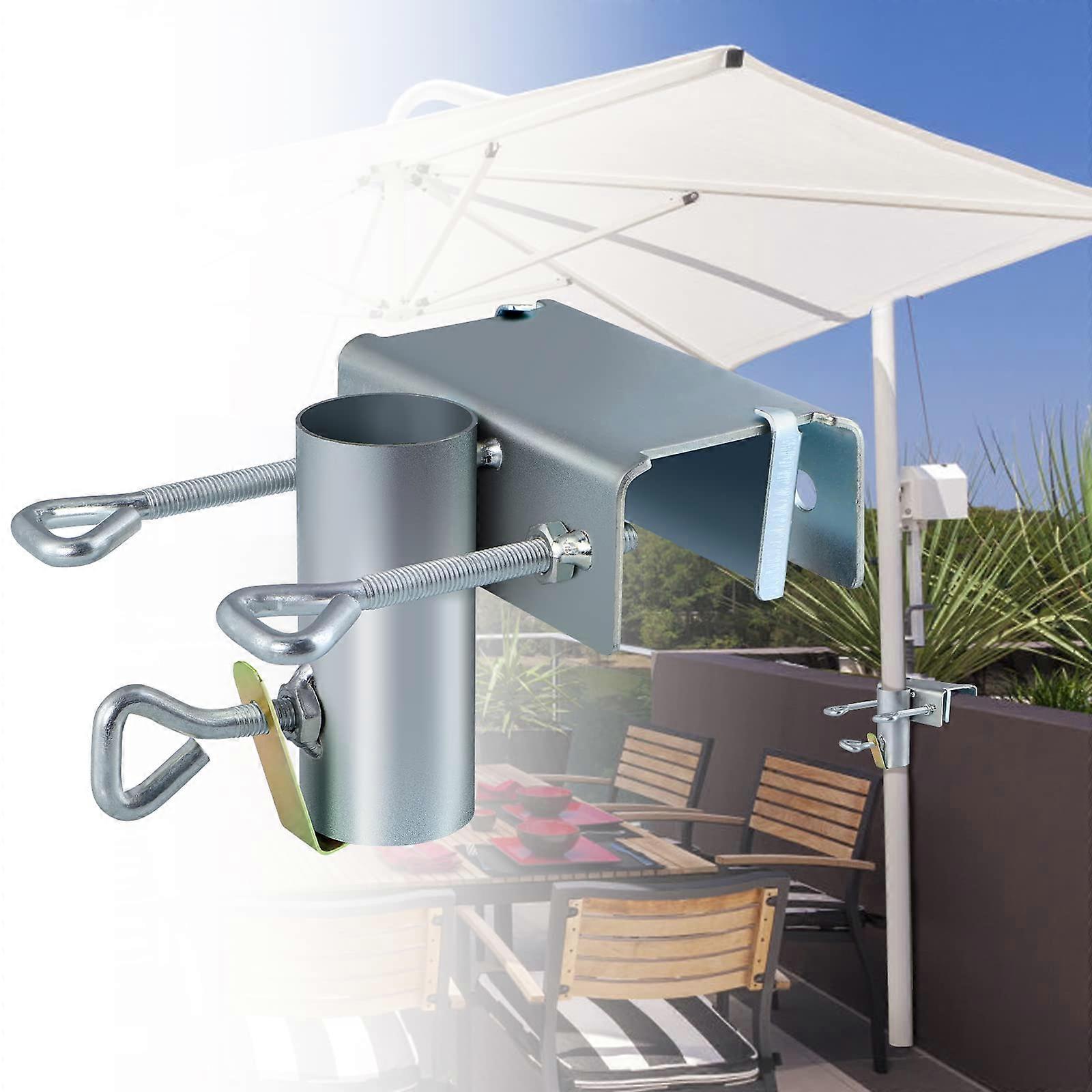 Patio Umbrella Clamp with Adjustable Deck Holder for Balcony Railing SpaceSaving Mount