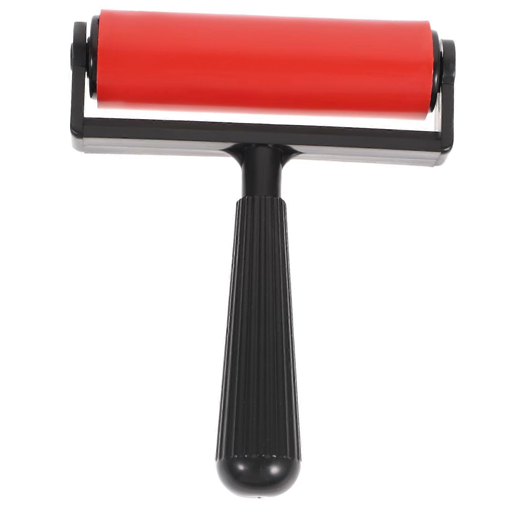 Red Rubber Printmaking Brayer with Ergonomic Detachable Handle for Even Ink Coverage and Crafting