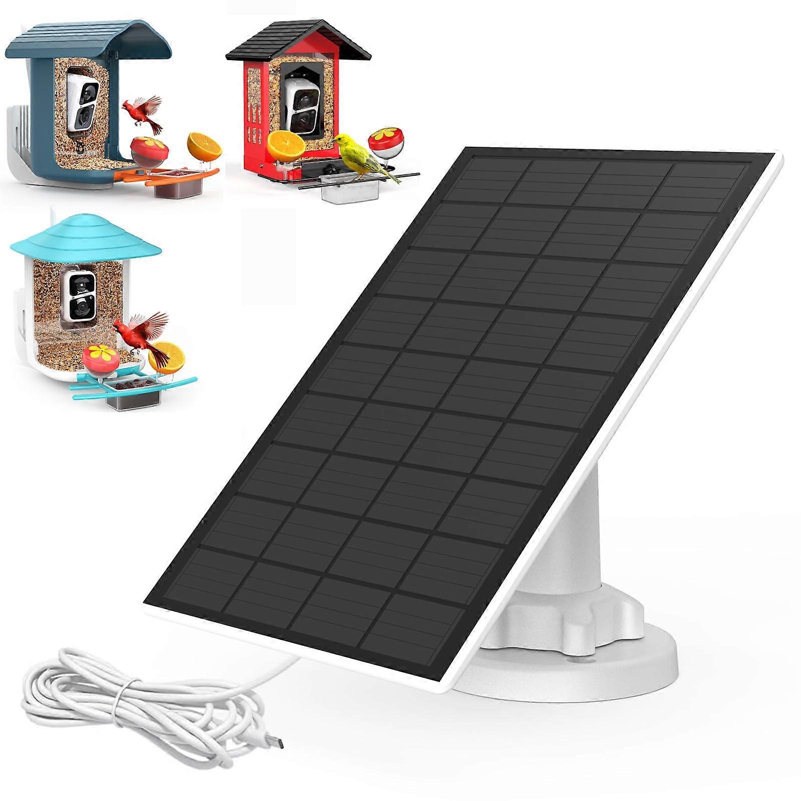 3W TypeC Solar Panel for Bird Feeder Camera, IP65 Waterproof with Adjustable Angle and 3m Cord