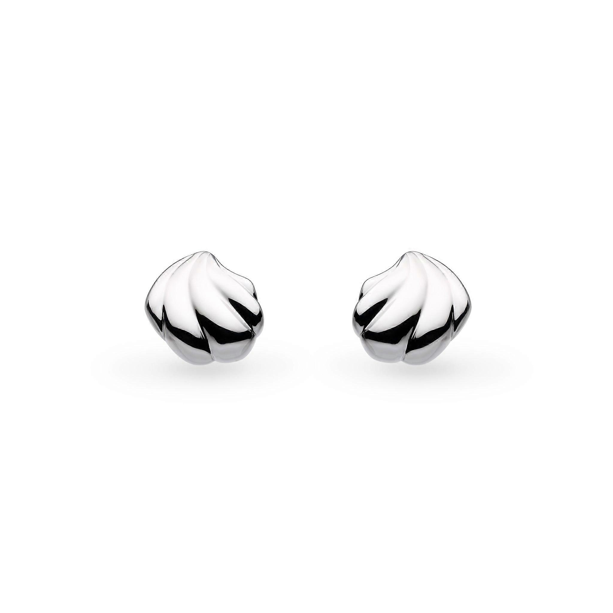 Kit Heath Océane Shell Echo Rhodium Plated Rounded Stud Earrings