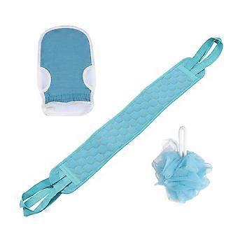 Exfoliating Bath Towel Set with Body Scrub Glove and Back Scrubber for Shower and Spa Use