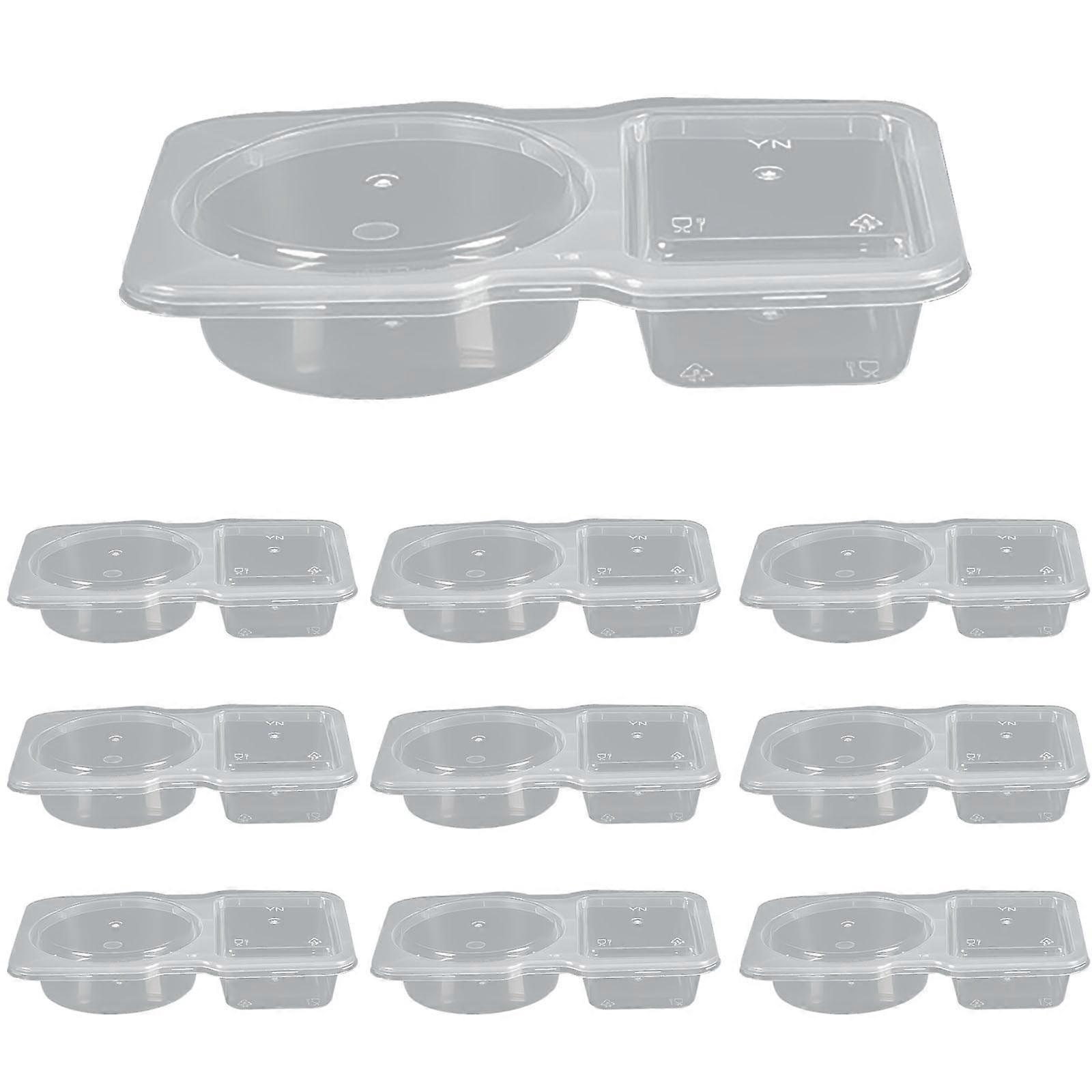 10-Pack Reusable 2-Compartment Snack & Condiment Containers with Lids