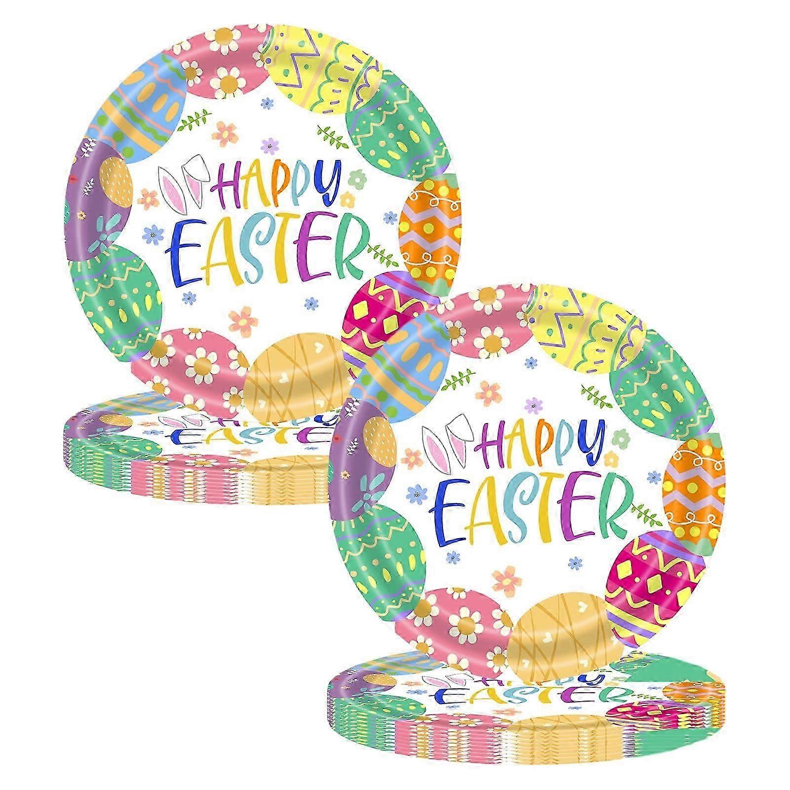 20 Easter Bunny Plates 9 inch Spring Easter Rabbit Party Decorations Easter Supplies for Easter Party Tableware Set(B)