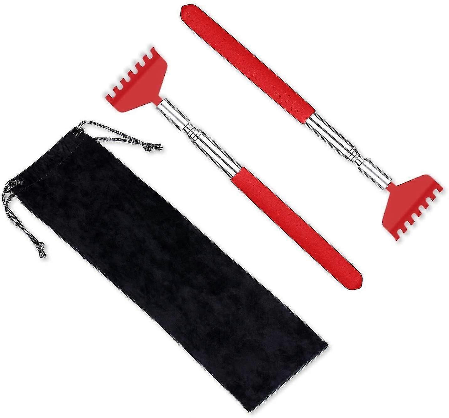 2 Pack Portable Extendable Back Scratcher, Stainless Steel ,red