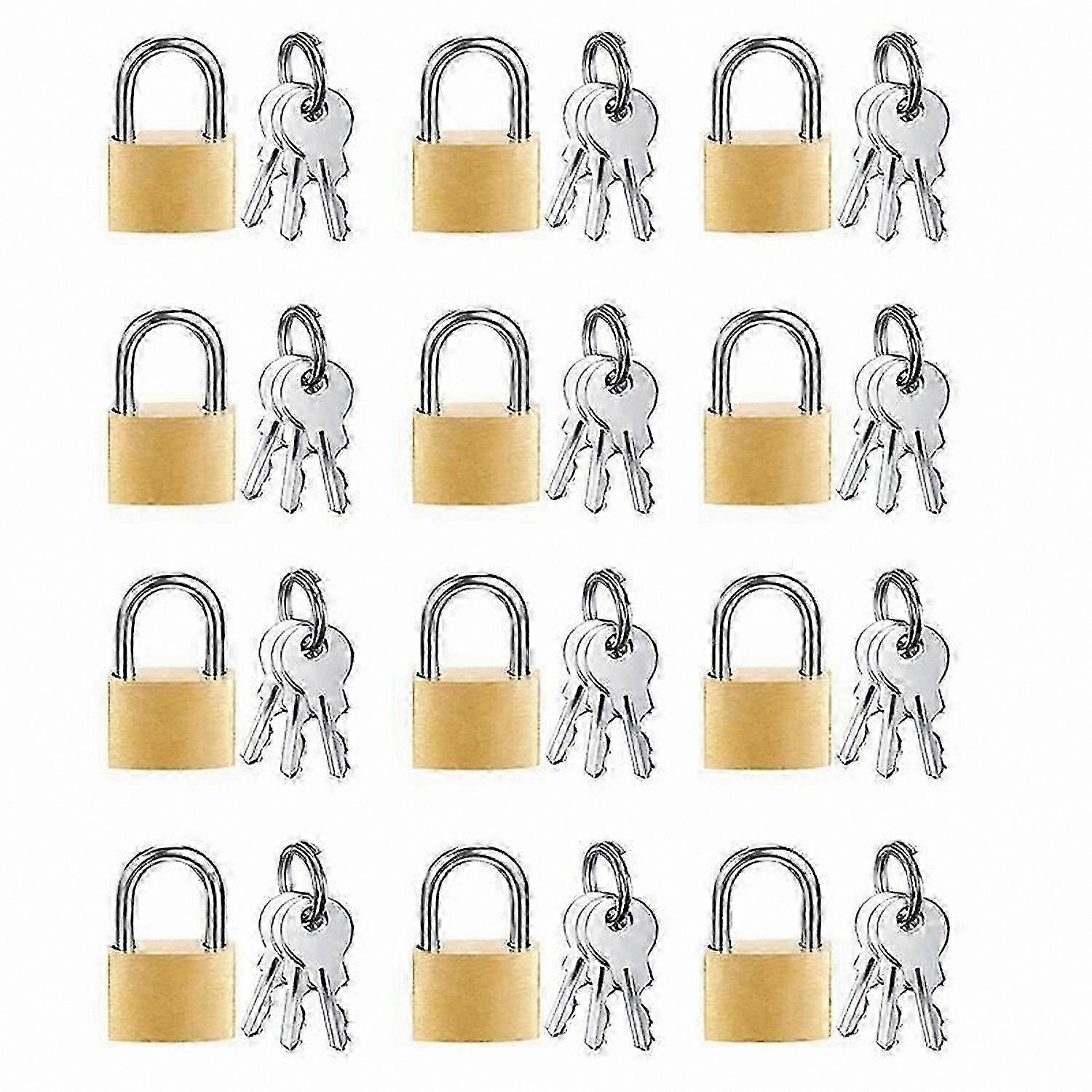 12-Pack Mini Padlocks, Solid Brass Locks with 3 Keys per Lock
