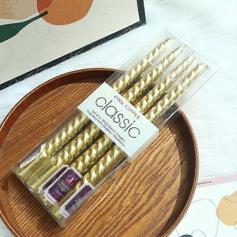 2*4pcs Color-plated threaded long-stem candles