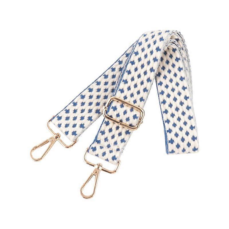 Adjustable Crossbody Bag Strap with Secure Gold Clasp, A7 Blue Geometry Pattern Handbag Replacement Strap