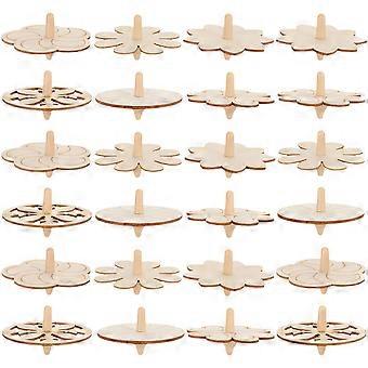24 stuks draagbare Gyro Toy grappige Kids Gyro DIY houten Gyro onafgewerkte hout Gyro schilderij Gyro