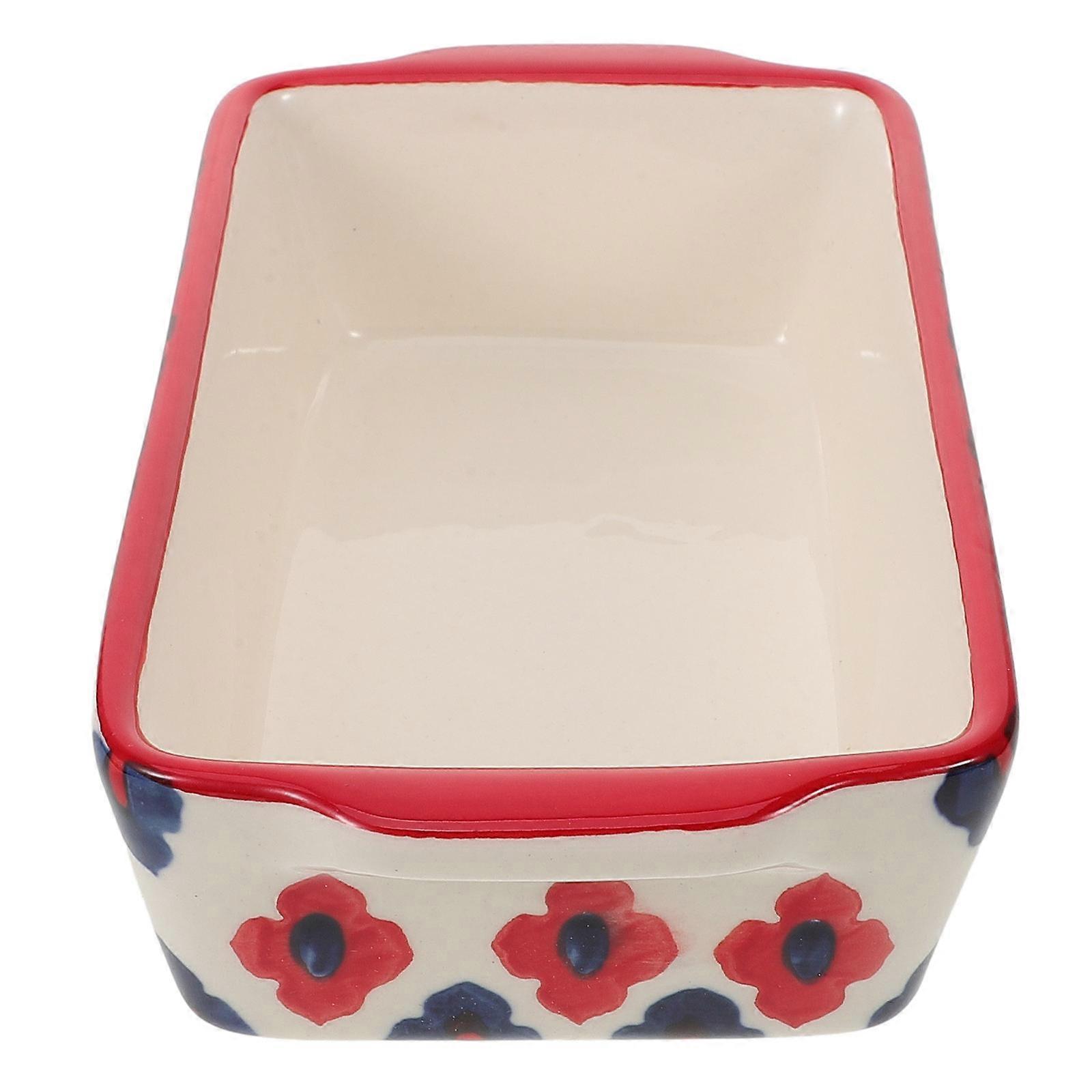 Baking Dish Ceramic for Roasting 3Pcs Rectangular Multi Color Bakeware