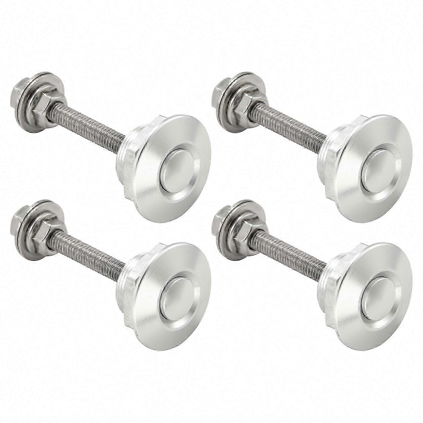 4 x Quick Release Push Hood Latch Button Car Pin Lock Argent