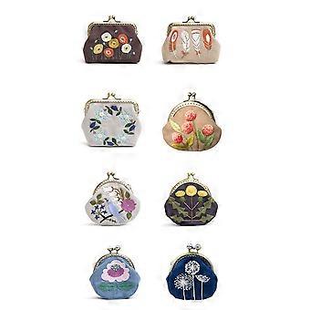 1 Set Handmade Embroidery Starter Kit Kiss Clasp Lock Coin Purse Clutch Bag DIY Embroidery Tools Kit with Wool Needle Accessories Kit for Women Girls 