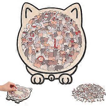 Quebra-cabeça de madeira em formato de gato colorido com 135 peças, Quebra-cabeça de madeira em formato de gato, Quebra-cabeça de madeira exclusivo em formato de animal, Presentes criativos para amantes de gatos, Decoração para casa