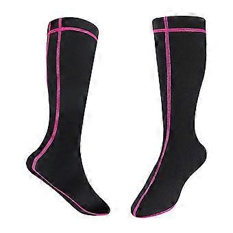 Wetsuit Diving Socks Windproof Quick Dry Neoprene Wading Socks For Men And Women Winter Swimming Water Sports Activity  black rose red M