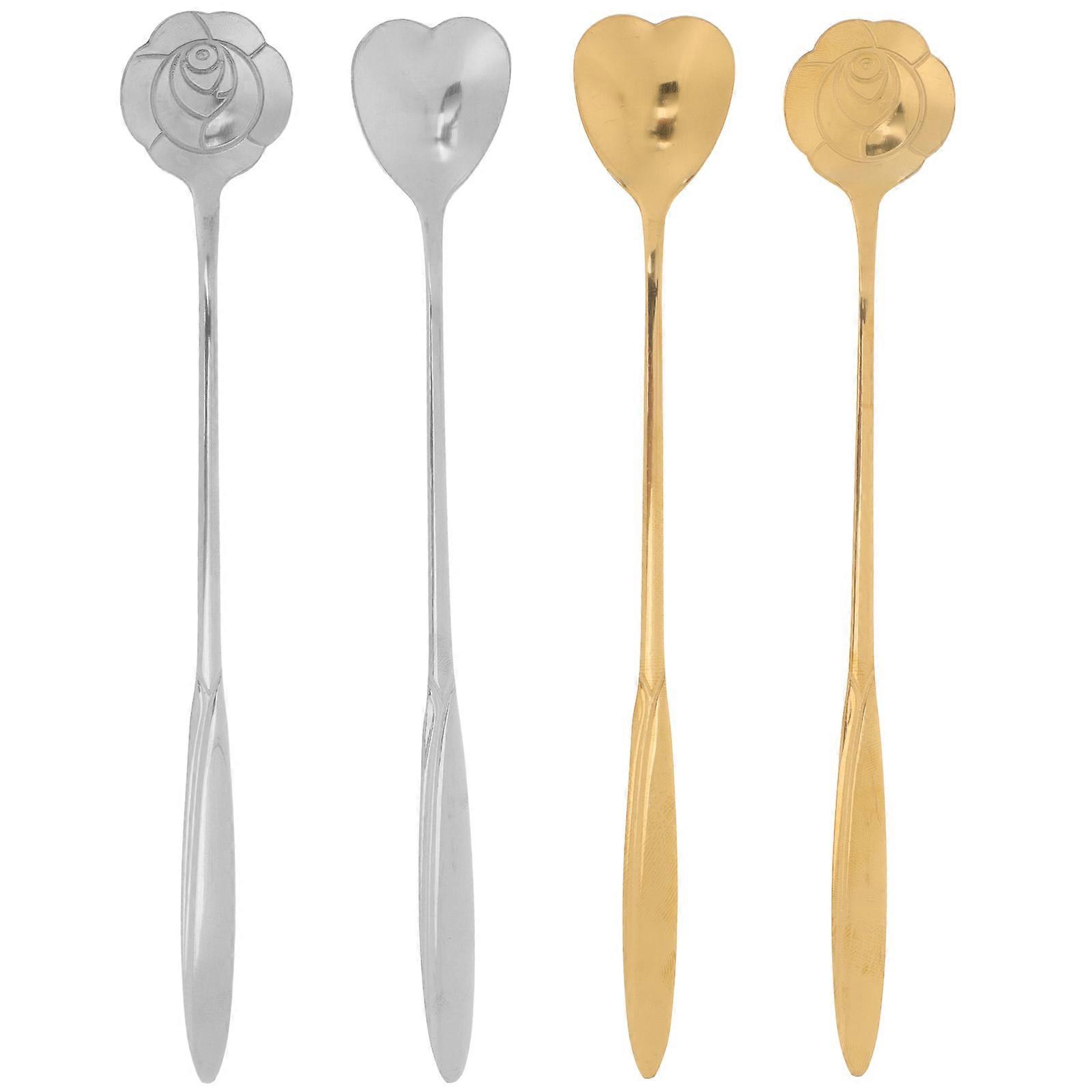 Multi-Function Coffee Spoons Stainless Steel Stirring Spoons 5Sets Included