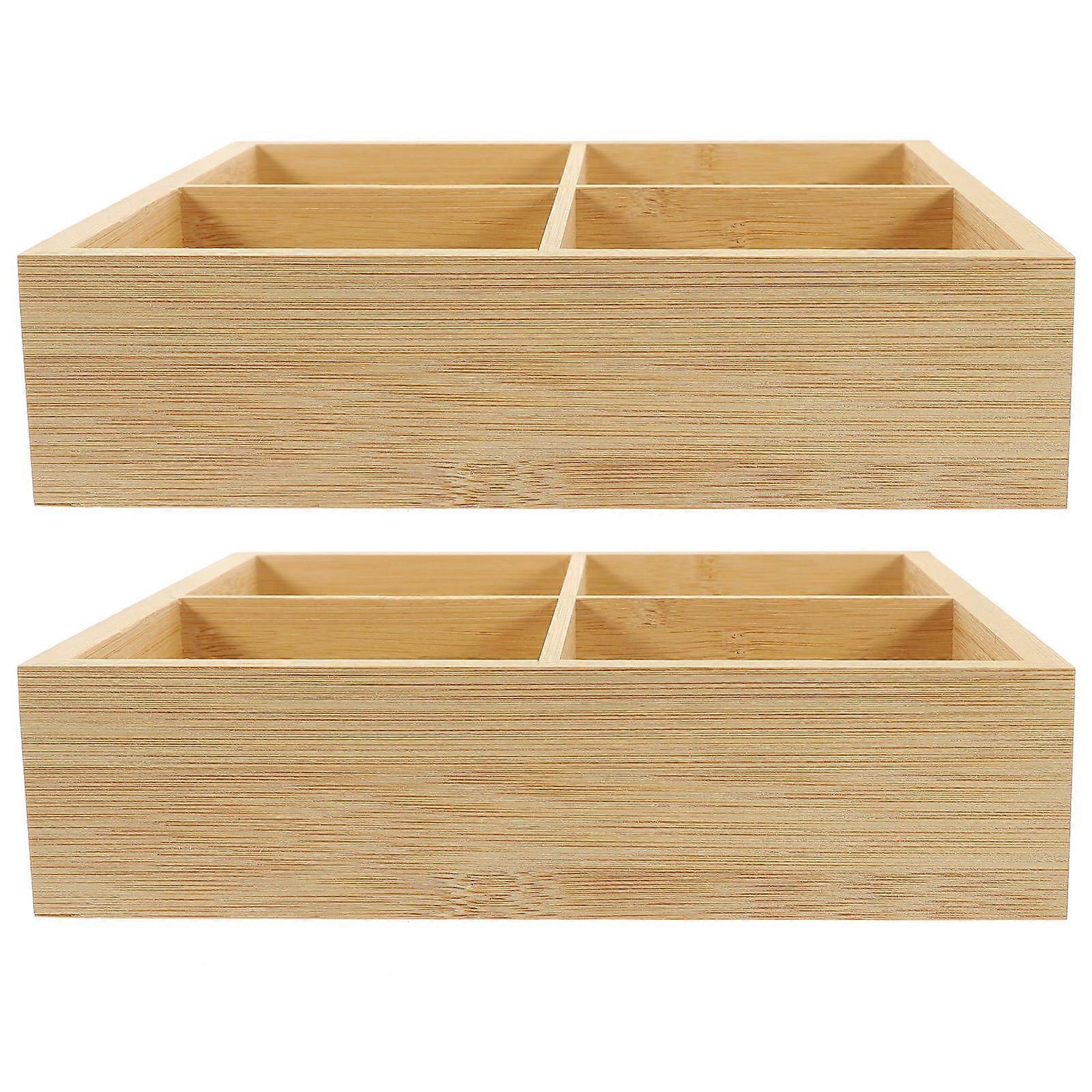 Wood Serving Tray Dry Fruit Case for Storage 2Pcs Divided 4-Compartment Case