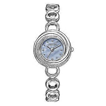 MOKAGO Women's Diamond Accent Stainless Steel Watch - Elegant Blue Dial & Stylish Link Bracelet Design