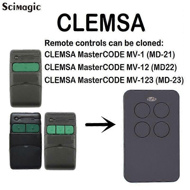 Compatible with CLEMSA MASTERCODE remote control 433MHz garage command transmitter handheld unit compatible
