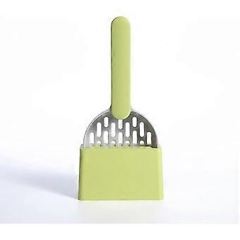 Gray Green Cat Litter Scoop - High Quality ABS Plastic Cleaning Tool - Durable and Easy to Clean - 1 Piece (with Base)