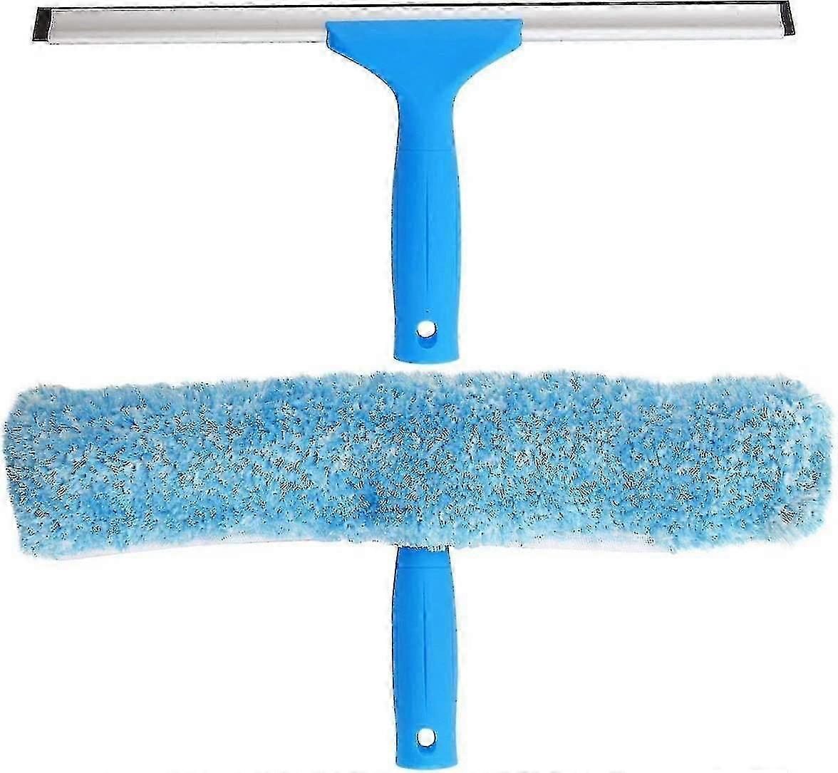 Professional Window Cleaning Combo - Squeegee & Microfiber Window Scrubber, 14"