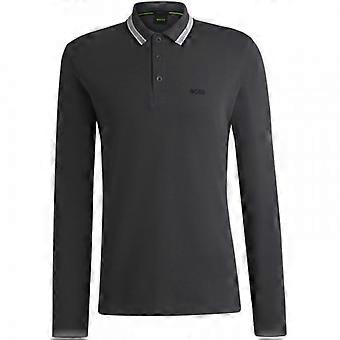 Boss Mens Embroidered Logo Cotton Long-Sleeved Polo Shirt