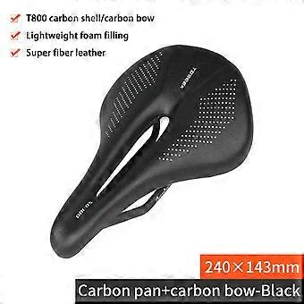 Fuld Carbon Sadel MTB / Vej 143 / 155MM Cykelsadel Super Let Læder Carbon Puder 135g Carbon Rails Cykelsæde
