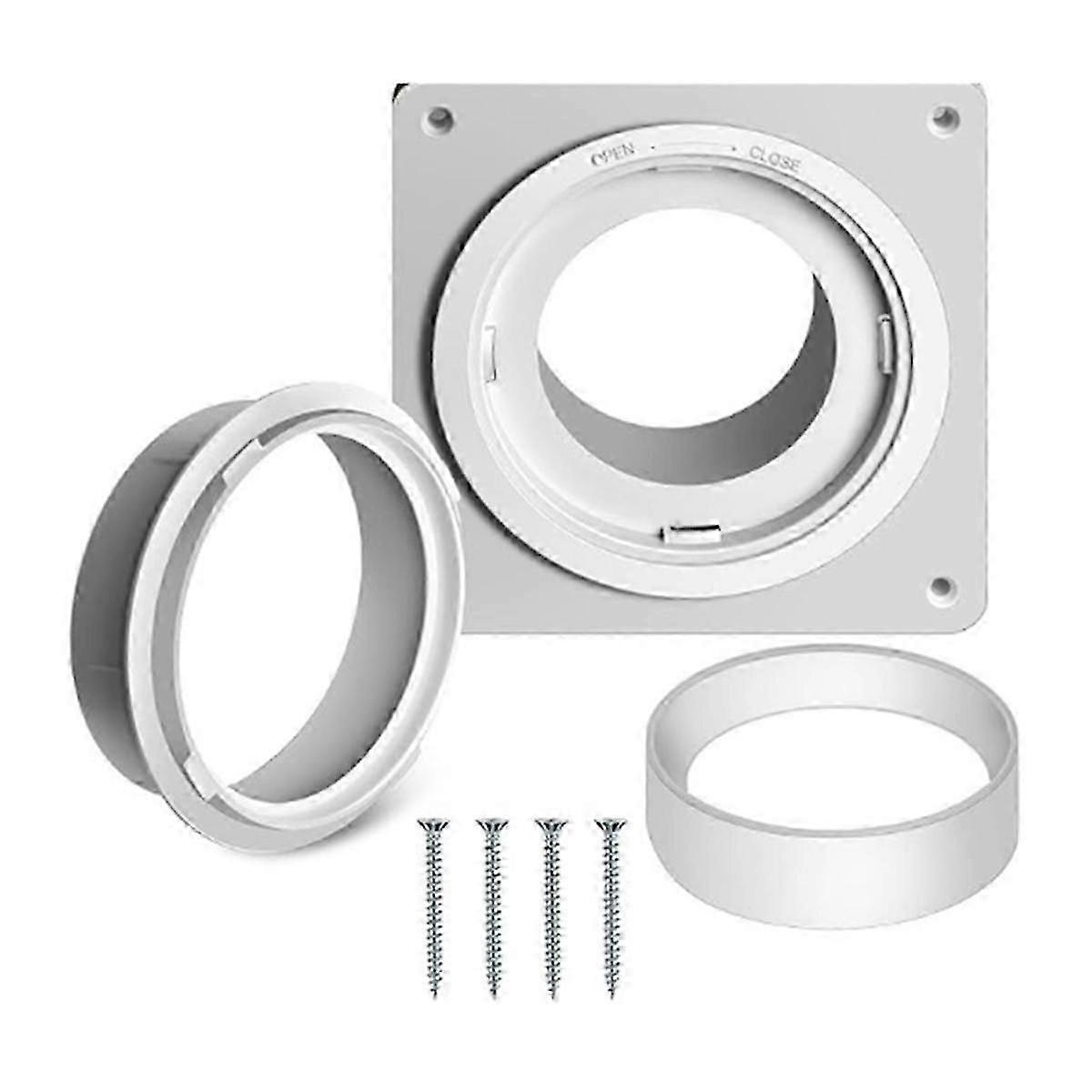 Placa de parede de ventilação de secadora com mangueira (4 polegadas e 8 pés), kit de conector de ventilação de secadora com trava giratória, flange de conector de duto de secadora de 4 polegadas A