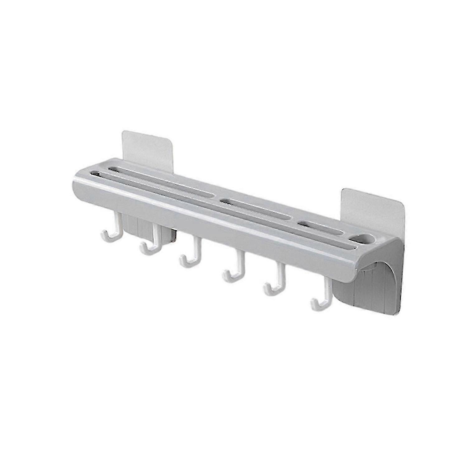 Wall-Mounted Kitchen Rack Knife Holder Storage Shelf Gray