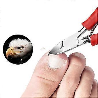 Professional Toenail Clippers for Thick and Ingrown Nails, Forged Steel Curved Blade, Large Handle Champagne Red