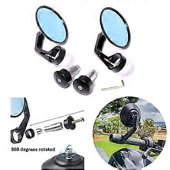 Blue Anti-Glare Glass Rear Mirror, Motorcycle Handlebar Mirrors 7/8 Handle Round for Sportster 883 Street Bike Dirt Bike Chopper