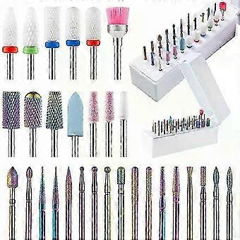 30 stuks nagelfreesbits, keramische diamant, nagelriemfrees, hardmetalen nagelverwijderaar voor thuisgebruik, salon, acryl- en gelnagels, manicure en pedicure.