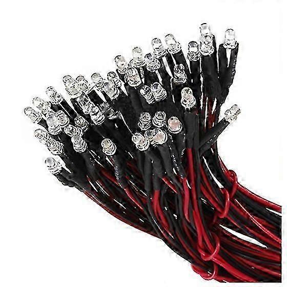 10 Pcs 12v 20cm Red LED Wired 3mm Compatible with DIY Projects and Electronics