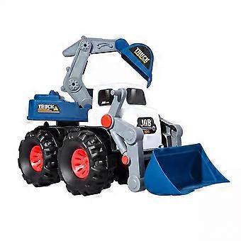 Veículo de simulação de engenharia de grande porte, escavadeira, trator de esteira, veículo de transporte, brinquedo infantil para meninos, azul.