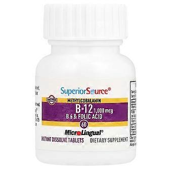 2 x Superior Source, Methylcobalamin B-12, B-6 & Folic, 60 MicroLingual® Instant Dissolve Tablets