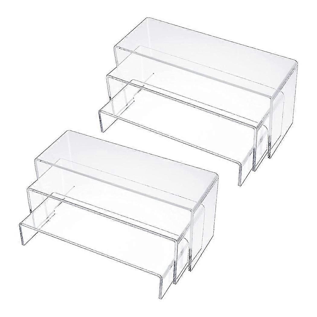 Acrylic Display Risers, Clear Rectangle Stands Shelf For Display 6pcs