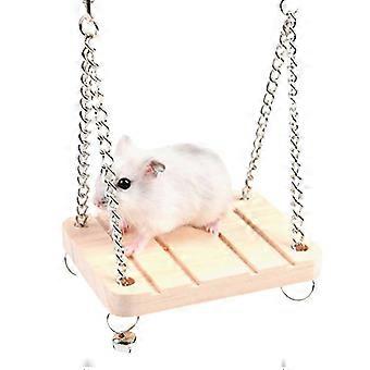 Balançoire en bois écologique pour hamster avec rainures de sécurité
