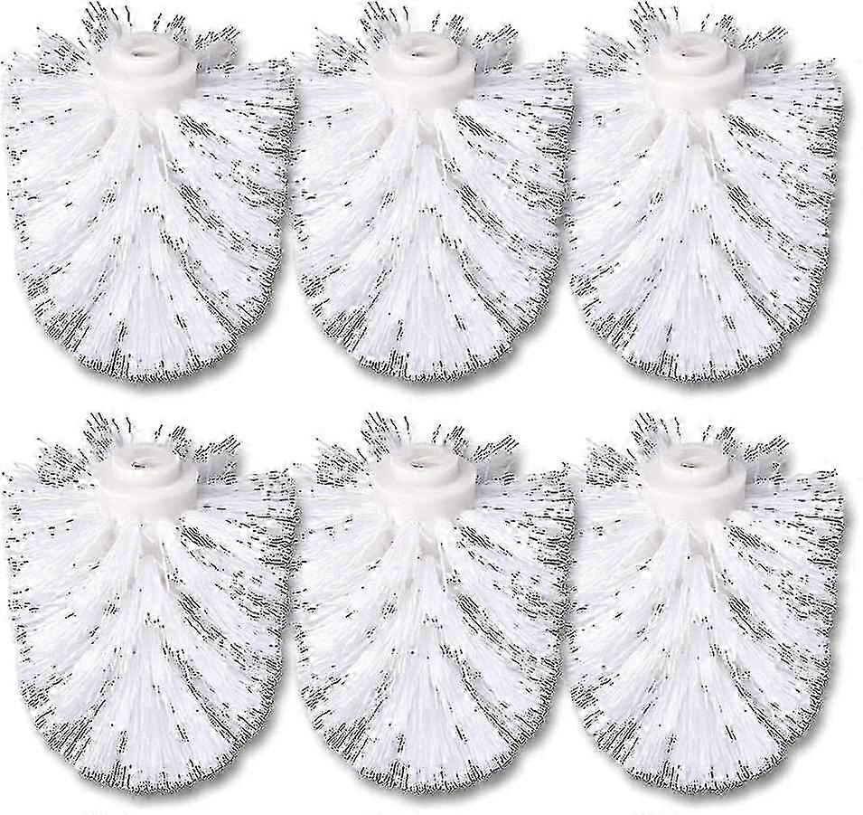 6pcs Toilet Replacement Brush Head White Replacement Brushes Diameter 8cm