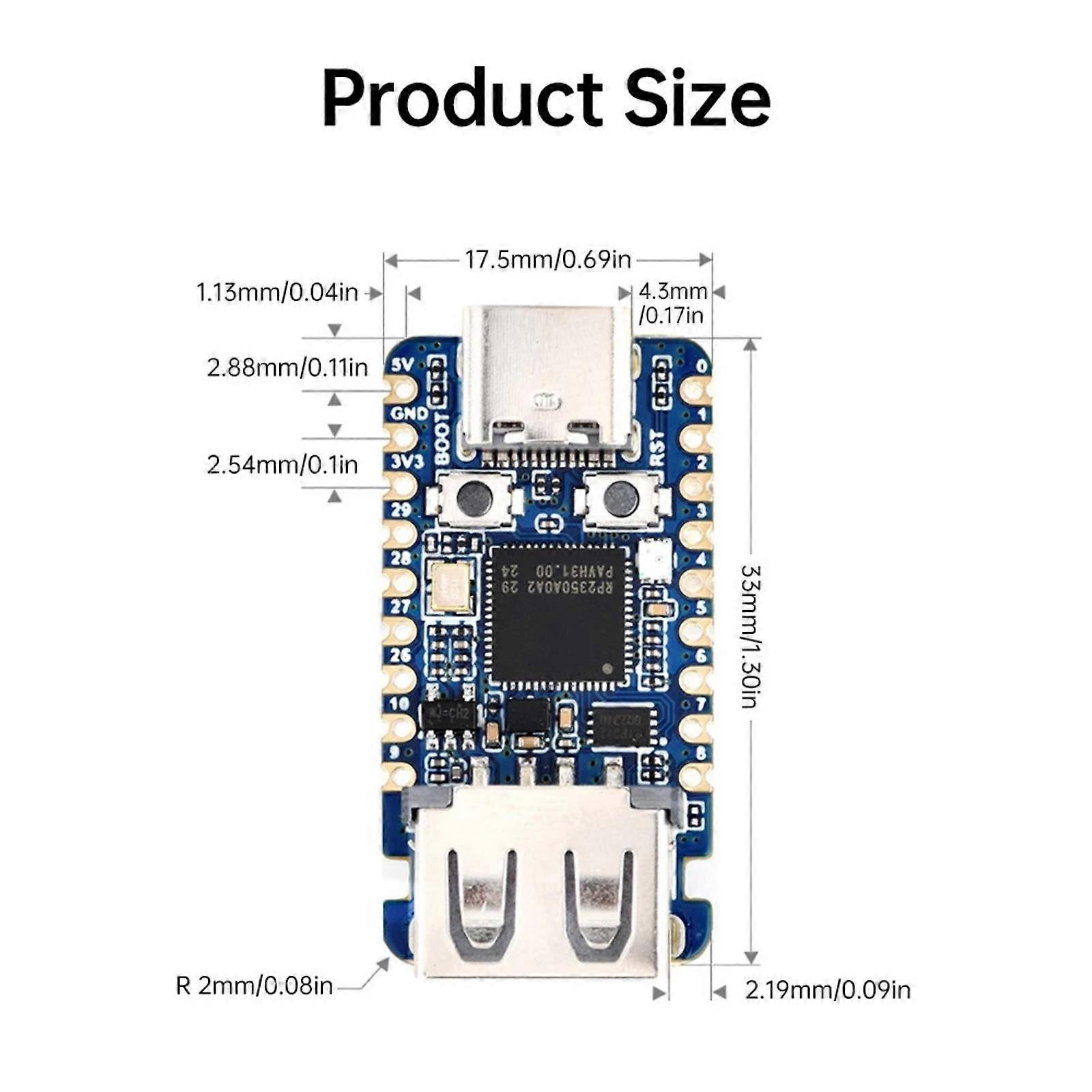 Rp2350 Usb-A Development Board Rp2350_V2 Microcontroller Processor Based On Rp2350A Expansion Board I/O Programmable Type C