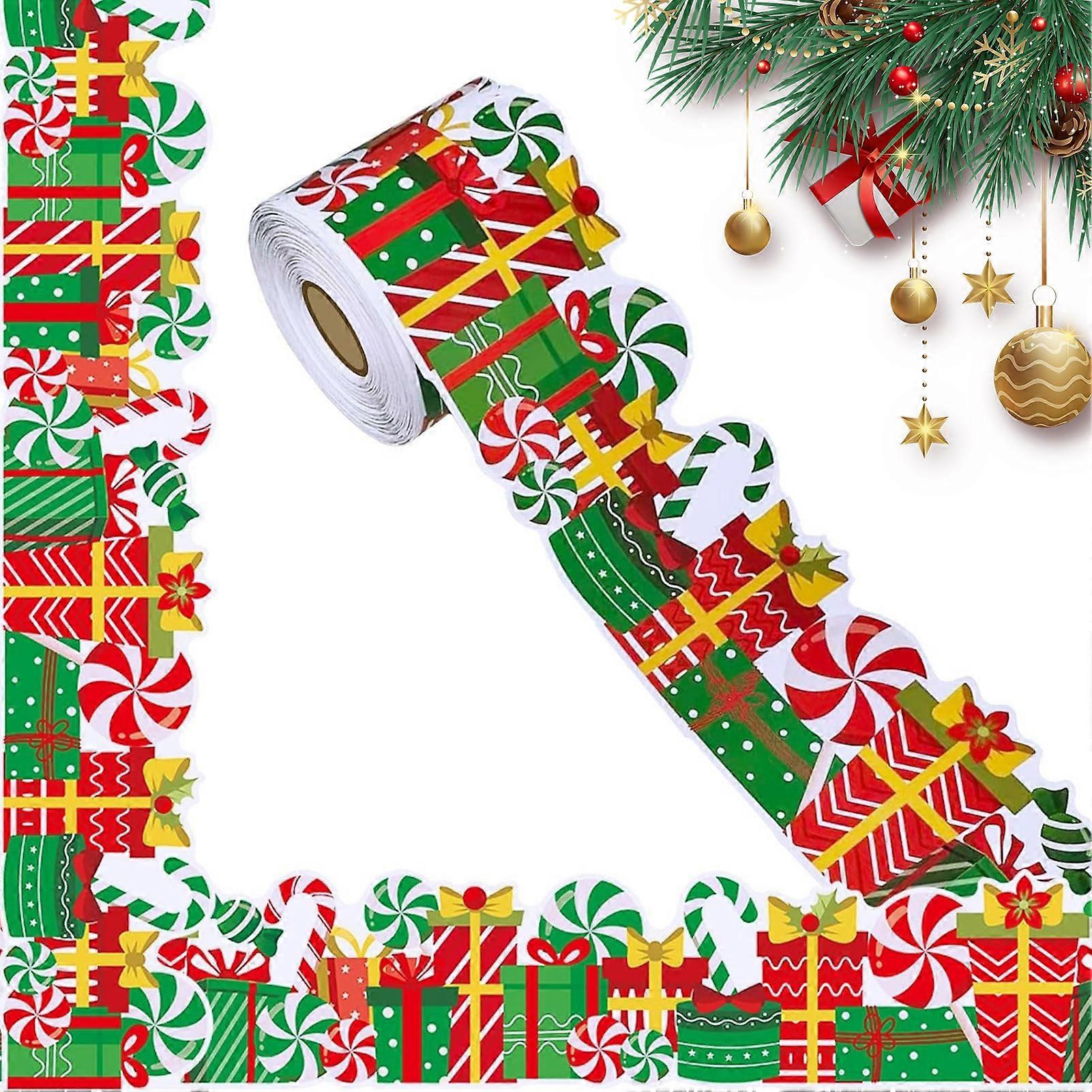 Christmas Decorative Border Sticker Roll, Candy and Gift Box Pattern