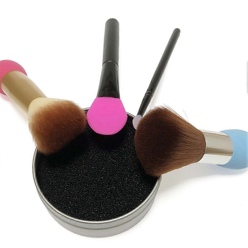 Dry Cleaning Sponge Makeup Brush Cleaner for Storage Use Black 1Set Set