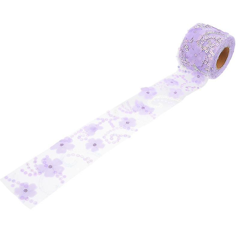 8X8x6cm Lavender Ribbons & Trim 1 Roll Of Flower Pattern Diy Crafts Ribbon Bow Making Ribbon Sequin