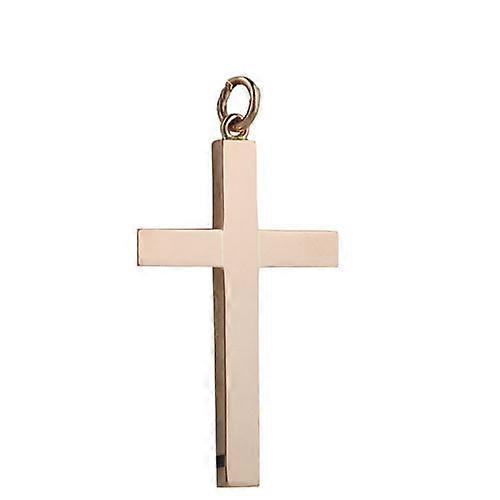 9ct Rose Gold 40x25mm plain solid block Cross
