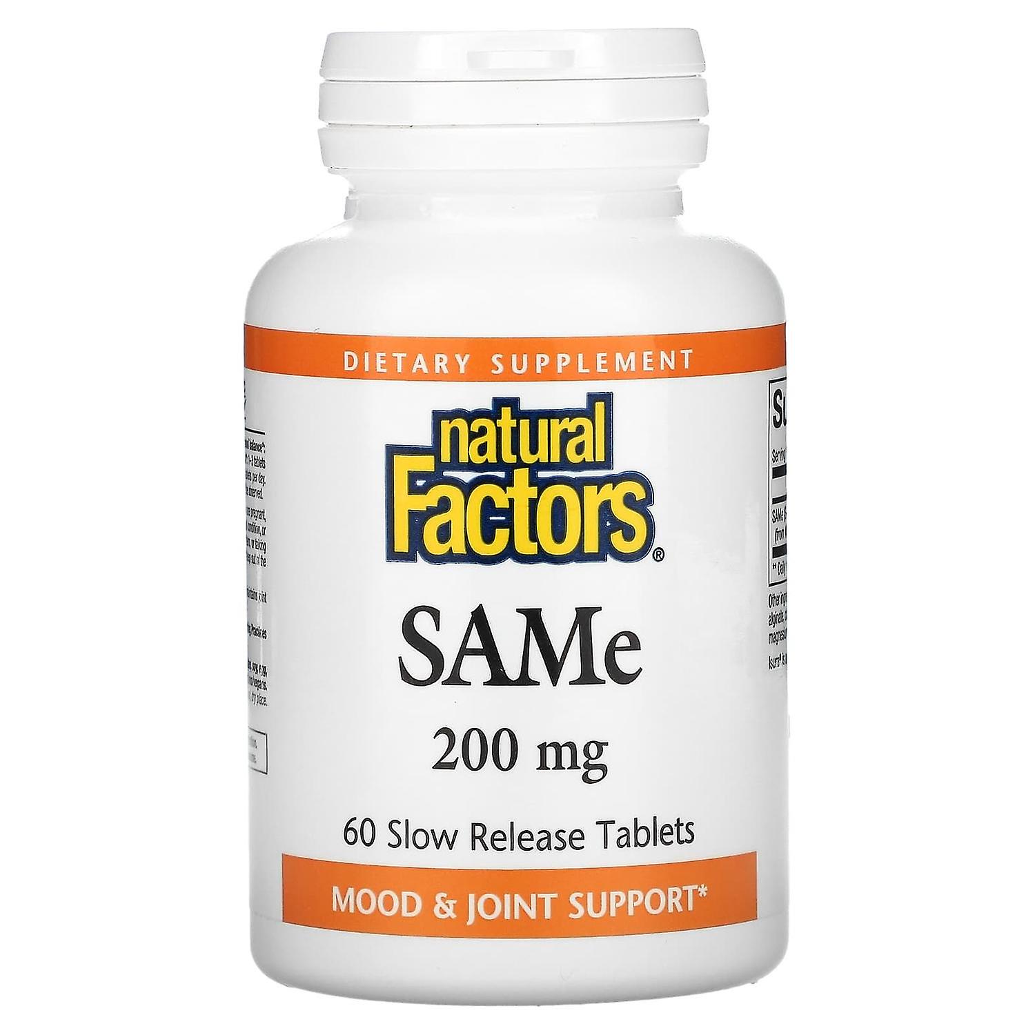 Natural Factors, SAMe (Disulfate Tosylate), 200 mg, 60 Slow Release Tablets