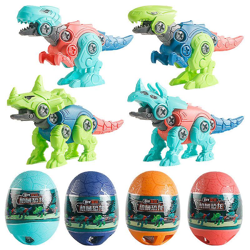 4pcs Disassembly And Assembly Building Blocks Screw Twisted Egg Blind Box Dinosaur Egg Random Style