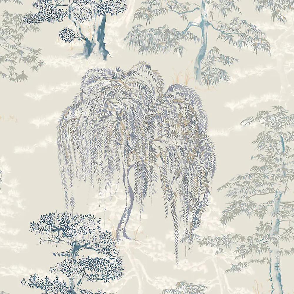 Arthouse Oriental Garden Soft Blue Wallpaper