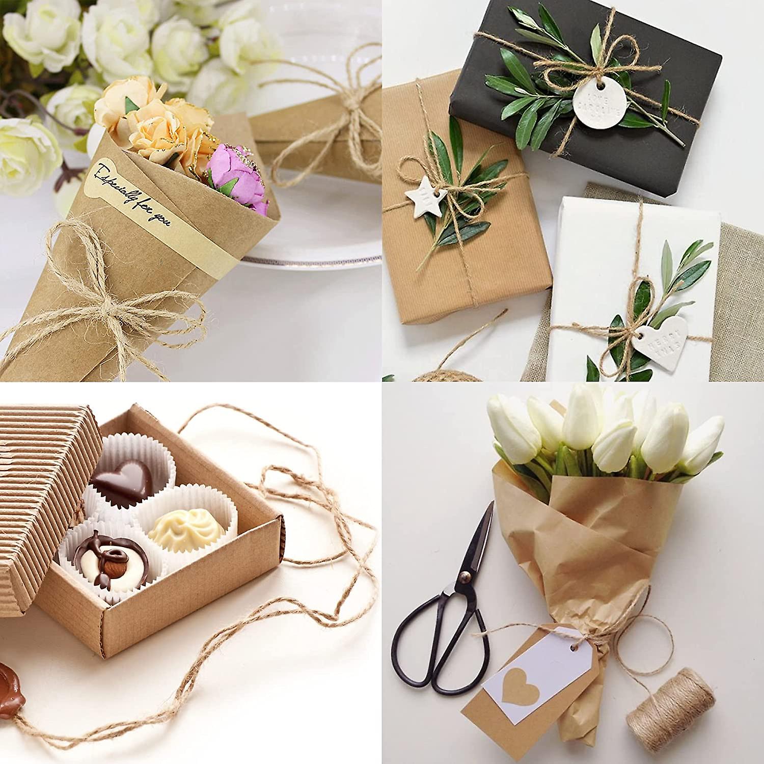 100m Jute Rope Natural Hemp Rope for Decorative Gardening Gift Boxes ...